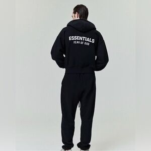 NWT ESSENTIALS Fear of God Black Zip Up Hoodie - X Small